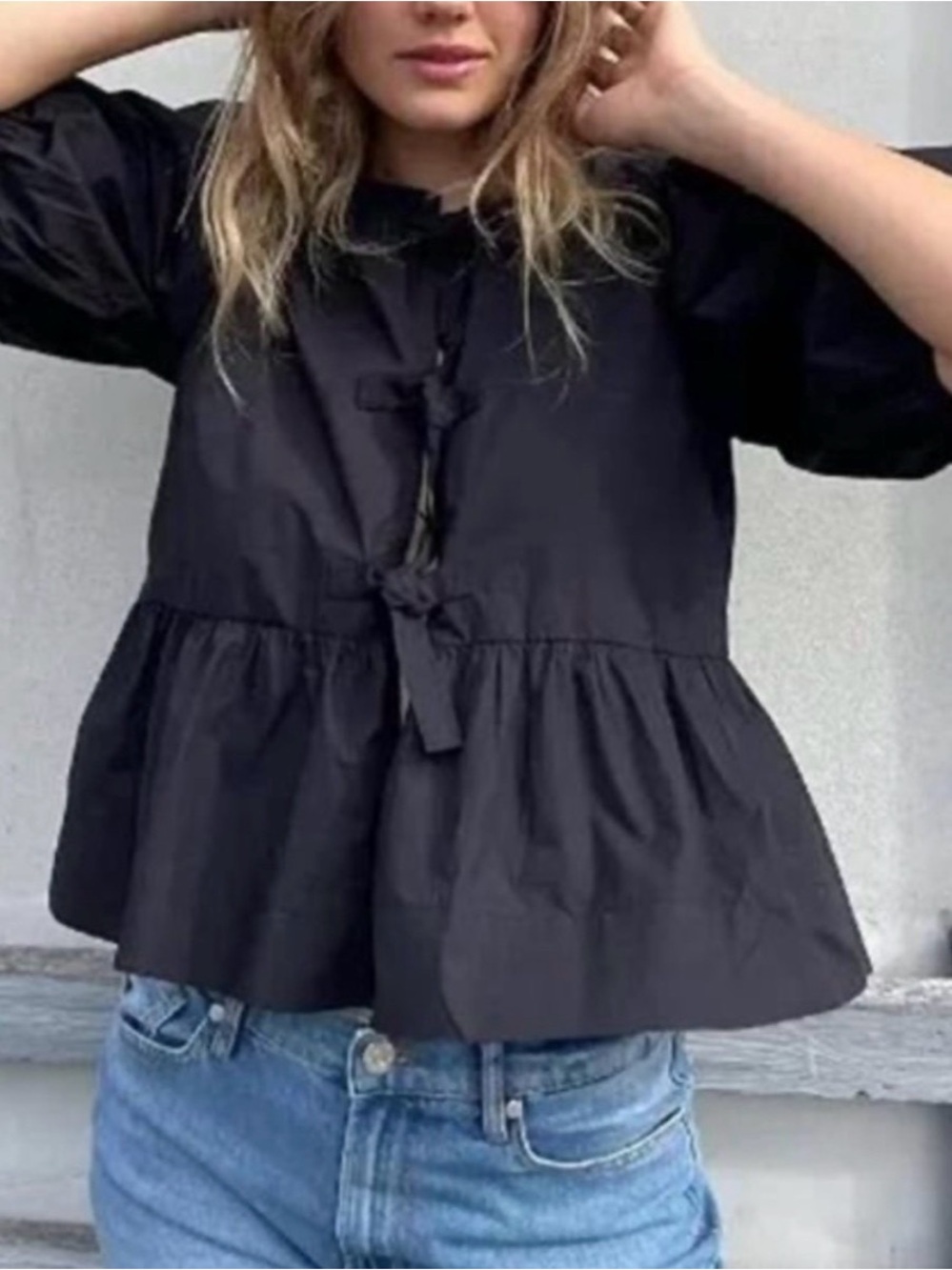 OLD NAVY | Puff-Sleeve Tie-Front Top